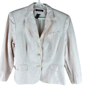 Lauren Pink/White Pinstripe Linen  Blazer size 14